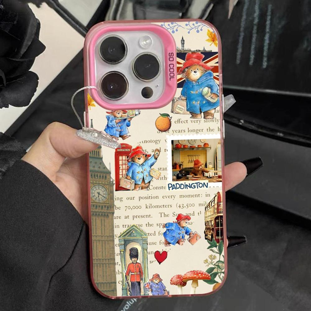 Cute P-Paddington Bear Phone Case For iPhone 16,15,14,13,12,11,Pro,Max,Plus,Mini,XS Anti Fall Pink Matte Hard Bumper