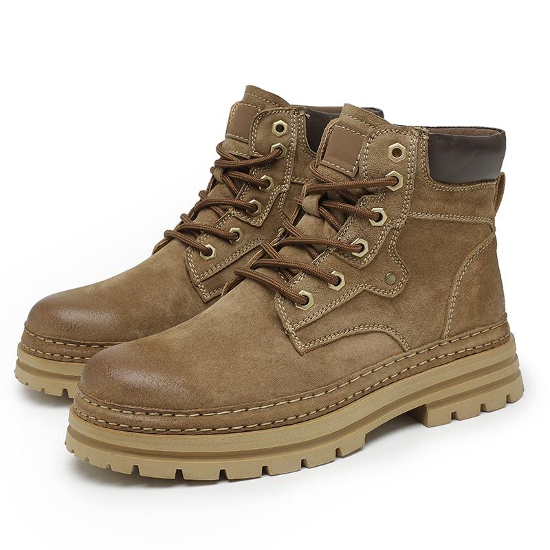 Genuine Leather Men Cowboy Boots 2024 New Non-Slip Top Quality Outdoor Sneakers Casual Natural Cow Leather Warm Men Winter Boots