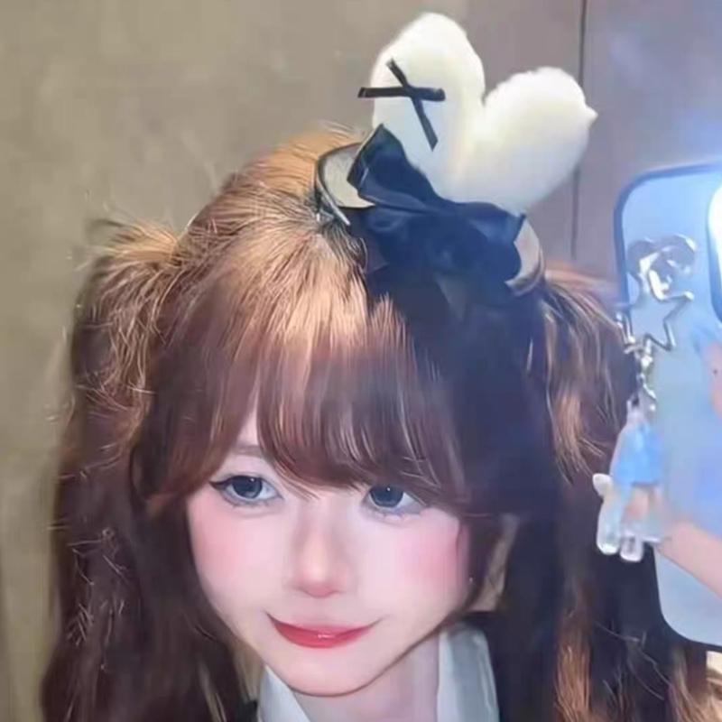 Anime Theme Rabbit Ears Hat Hair Clip For Women Girl Daily Outfit and Casual Theme Party Hair Styling Accessories