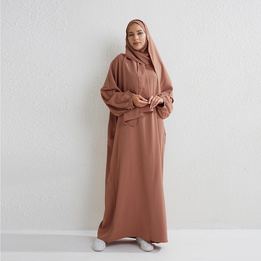 Muslimisches Abaya-Gebetskleid, einteiliges Kapuzen-Smoking-Ärmel, islamische Kleidung für Damen, Jilbab, Dubai, Saudi-Arabien, schwarze Robe, türkische Bescheidenheit