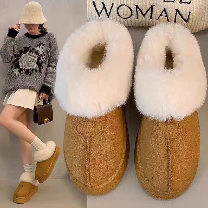 New winter snow boots women's platform sole fashion versatile comfortable piled thickened non-slip student casual cotton shoes