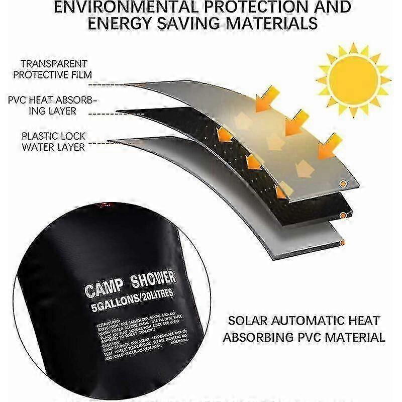 Camping Solar Shower Bag - 20L Solar Shower Camping Hiking Portable Solar Shower Bag