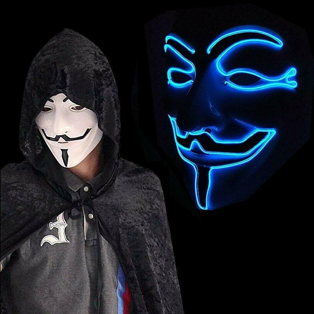 Stunning Led Light Up Mask For Halloween Featuring V For Vendetta Anonymous Design