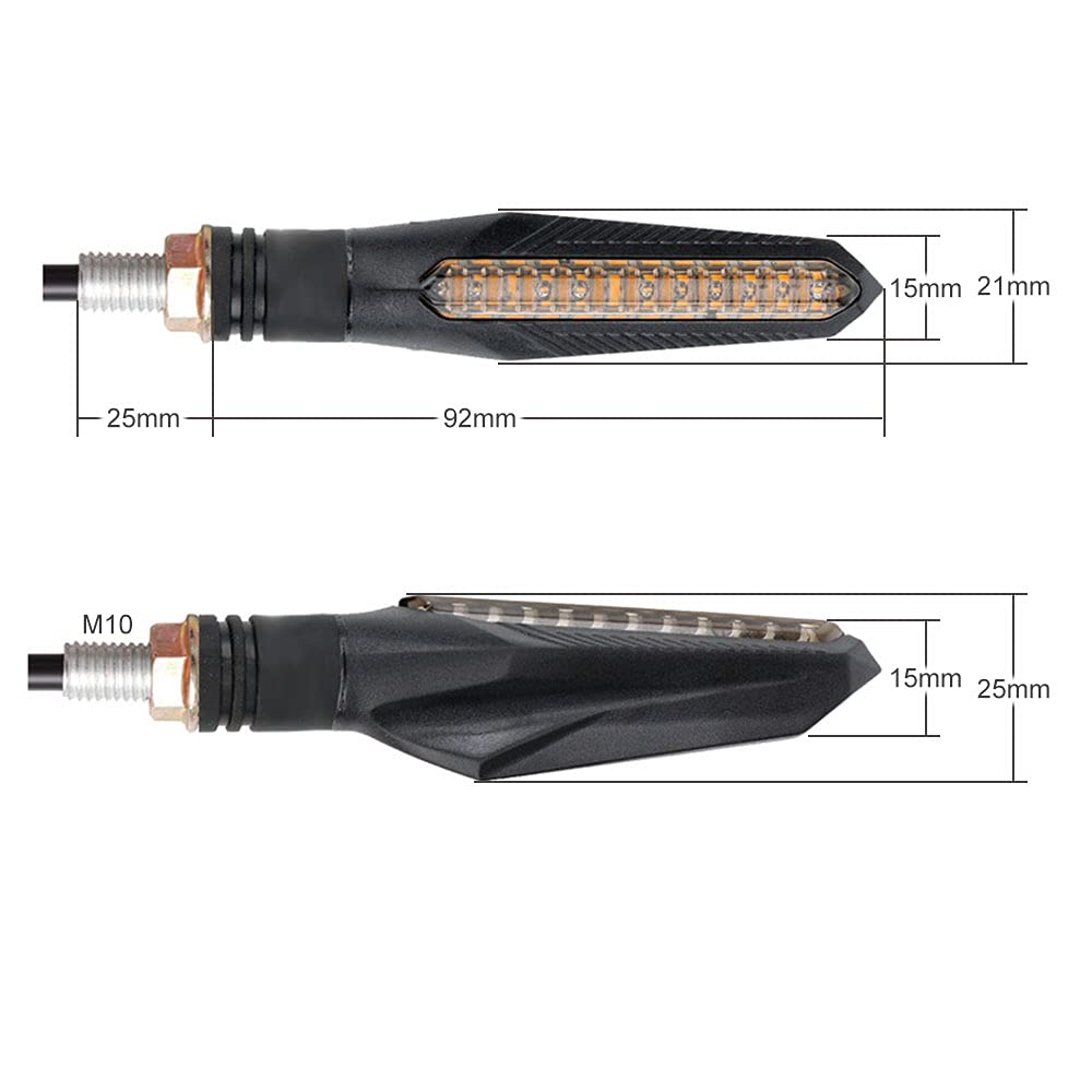 Gohantee Motorcycle LED Flowing Turn Signal, 4 Sequential LED Turn Signals, Motorcycle, IP65 Waterproof,