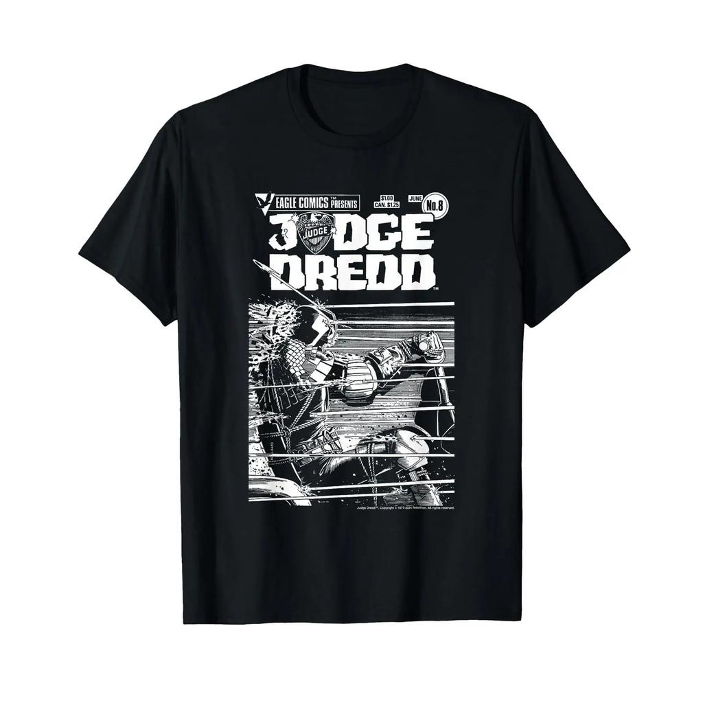 Judge Dredd Lawmaster Nr. von Eagle Comics AD T-Shirt schwarz vintage gewaschen Streetwear Top für den Alltag Unisex Lässig