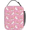 Pink Unicorns Lunch Box for Girls Women Reusable Insulated Bento Tote Bag Portable Thermal Cooler Organizer for Picnic Beach