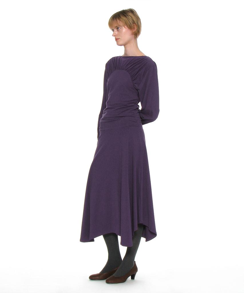 Partimento Woman Shirred Jersey Asymmetrical Dress_Plum
