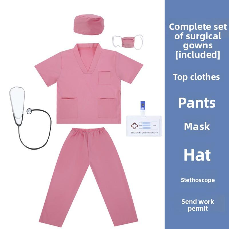 Kids Doctor Nurse Costume Set Role Play Pretend Play Preschool White Coat Outfit