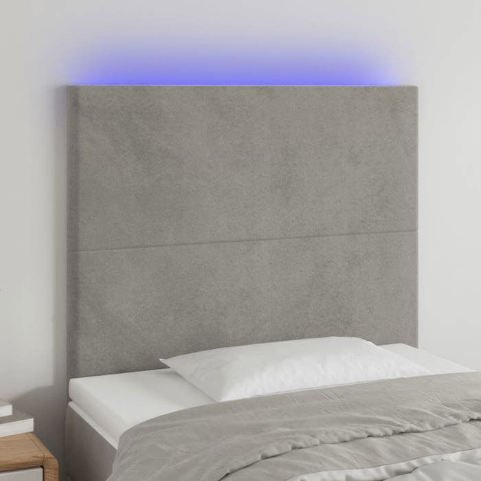 VidaXL Tête de Lit à LED Meuble de Chambre à Coucher Accessoire de Lit Simple Tête de Cadre de Lit Intérieur Gris Clair 3122180