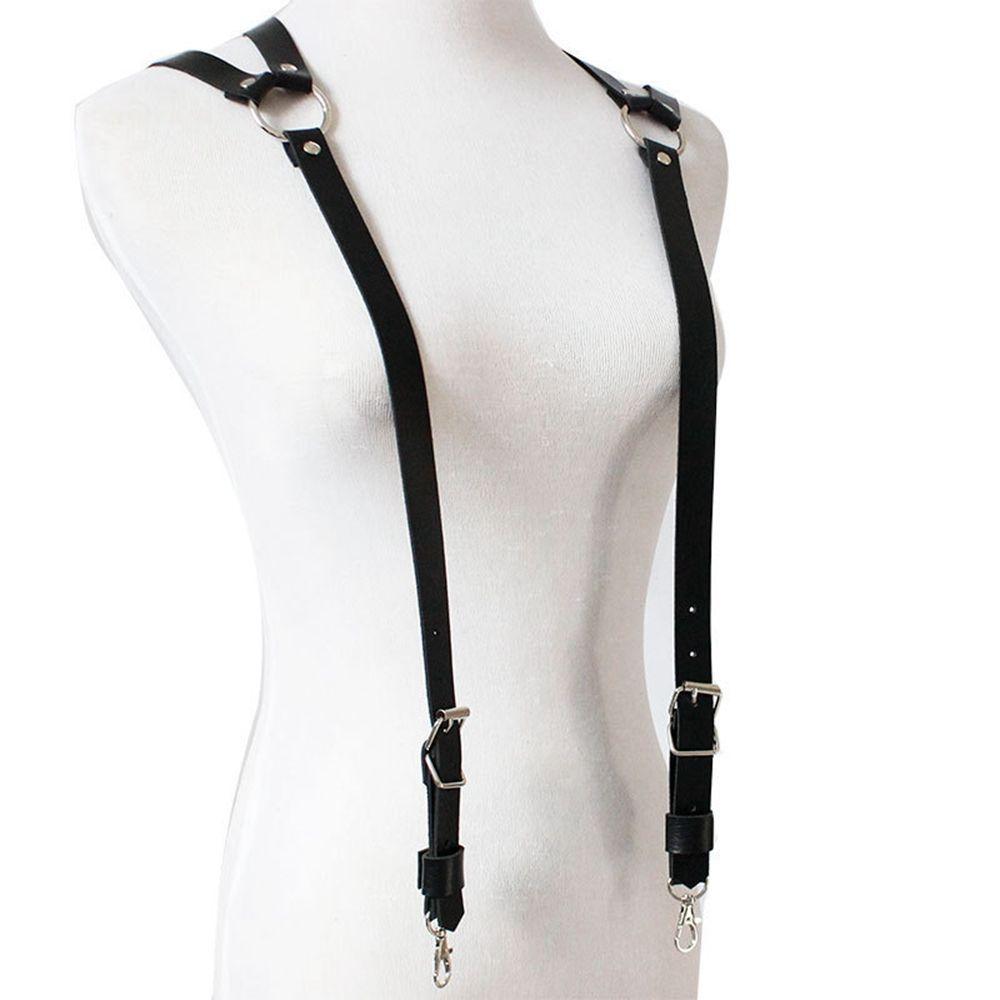Clip Gentlemen Adjustable Braces Leather Belt Leather Harness Men's Suspenders Body Chest Harness