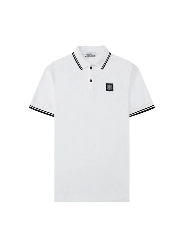 STONE Summer Classic Men's Polo Shirt with Small Logo Embroidery, Business Casual, Loose Fit, Short Sleeve T-Shirt.