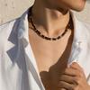 Bohemian Style Surfer Wooden Bead Necklace for Men Hip Hop Niche Simple Beaded Collarbone Chain