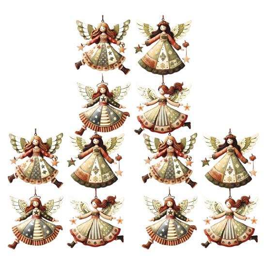 Tre Engel Julepynt Rustikk Gårdshus Engeldekorasjoner Juletre Hengepynt for Ferie Hjemmedekor