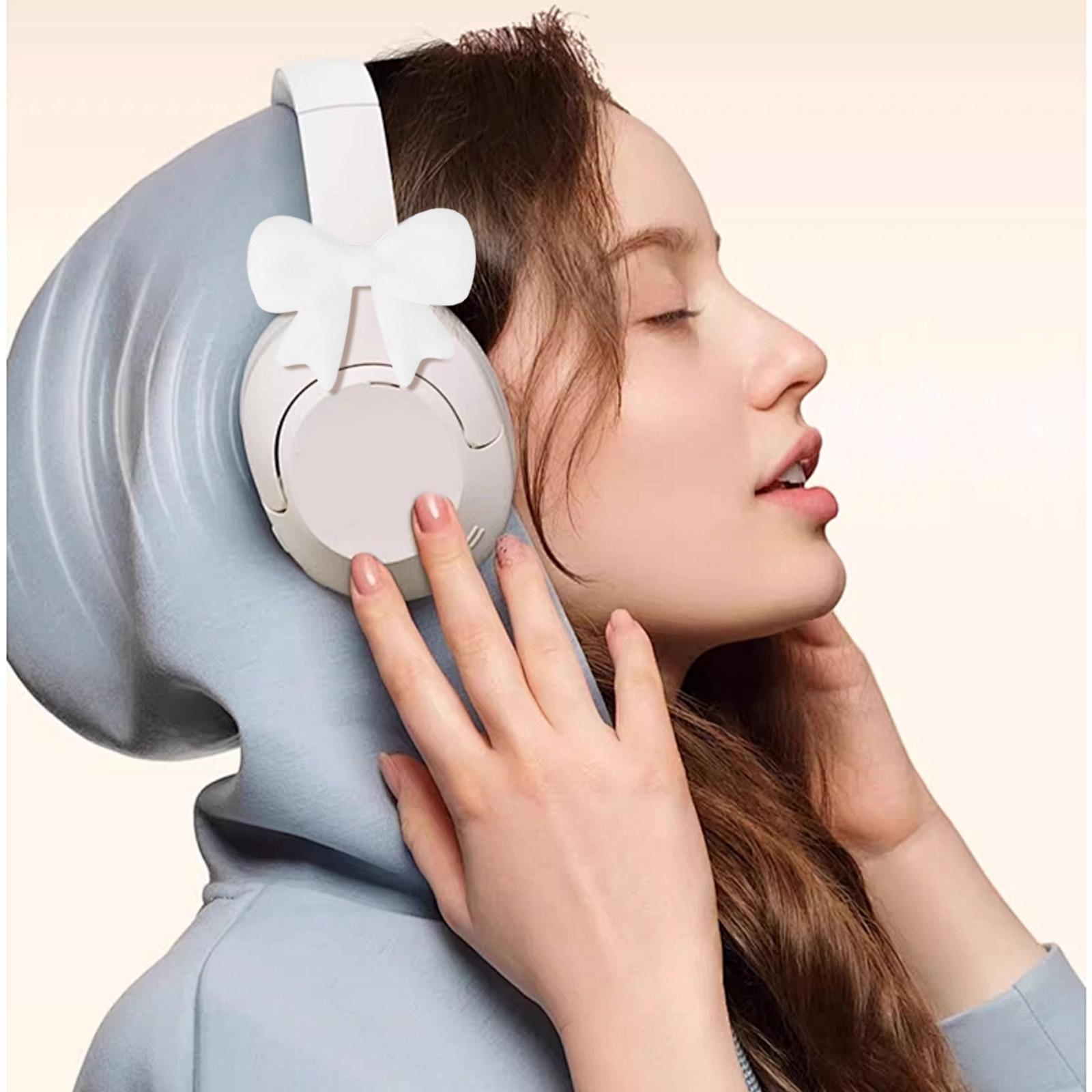 Silicone Bow Headphone Accessories 2 Piece 3d Bow Headphone Decoration Cute Headphone Decoration Table Lamp Glass Shade Beads One Size