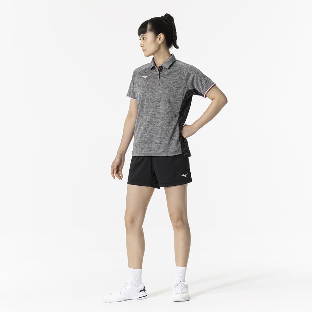 Table Tennis Game Short JTTA 82JAB210 Shirt, Sleeve, Certified, Moisture-Wicking, Quick-Drying, Women's, Charcoal, XL,