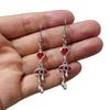 Gothic Darkly Magic Ghost Red Eye Heart-shaped Dangle Earrings for Woman Halloween Original Design Jewelry Accessories Colorfast