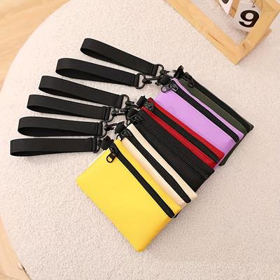Mini Bolsa Transversal Feminina com Alça de Pulso - Bolsa Compacta com Zíper, Porta-Chaves, Organizador de Maquiagem Feminino, Mini Bolsa, Armazenamento de Pequenos Itens, Design Simples