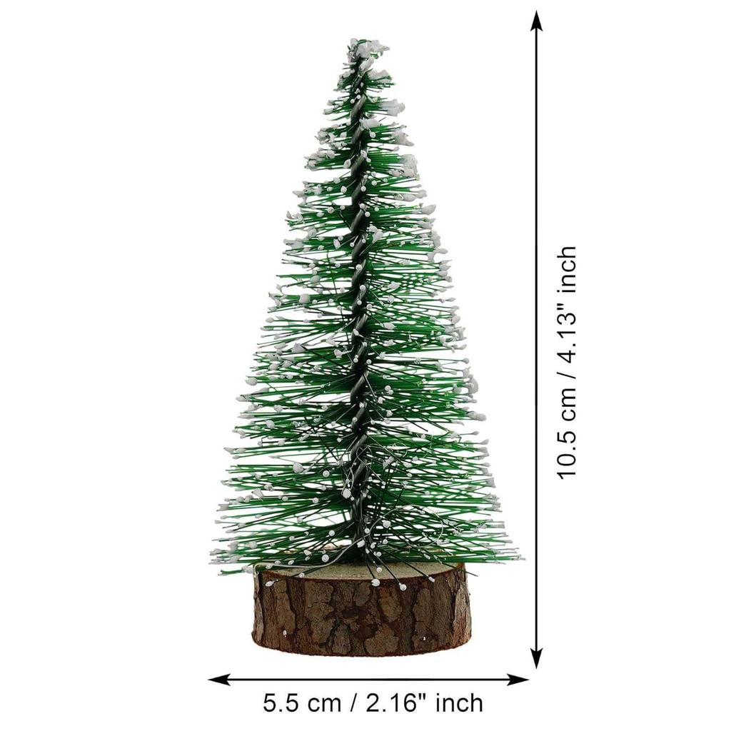 Green Frosted Bottle Brush Christmas Tree Wooden Base(Pack of 3) Small Christmas Tree for Table Home Office Church Decor|Merry Christmas Decorations