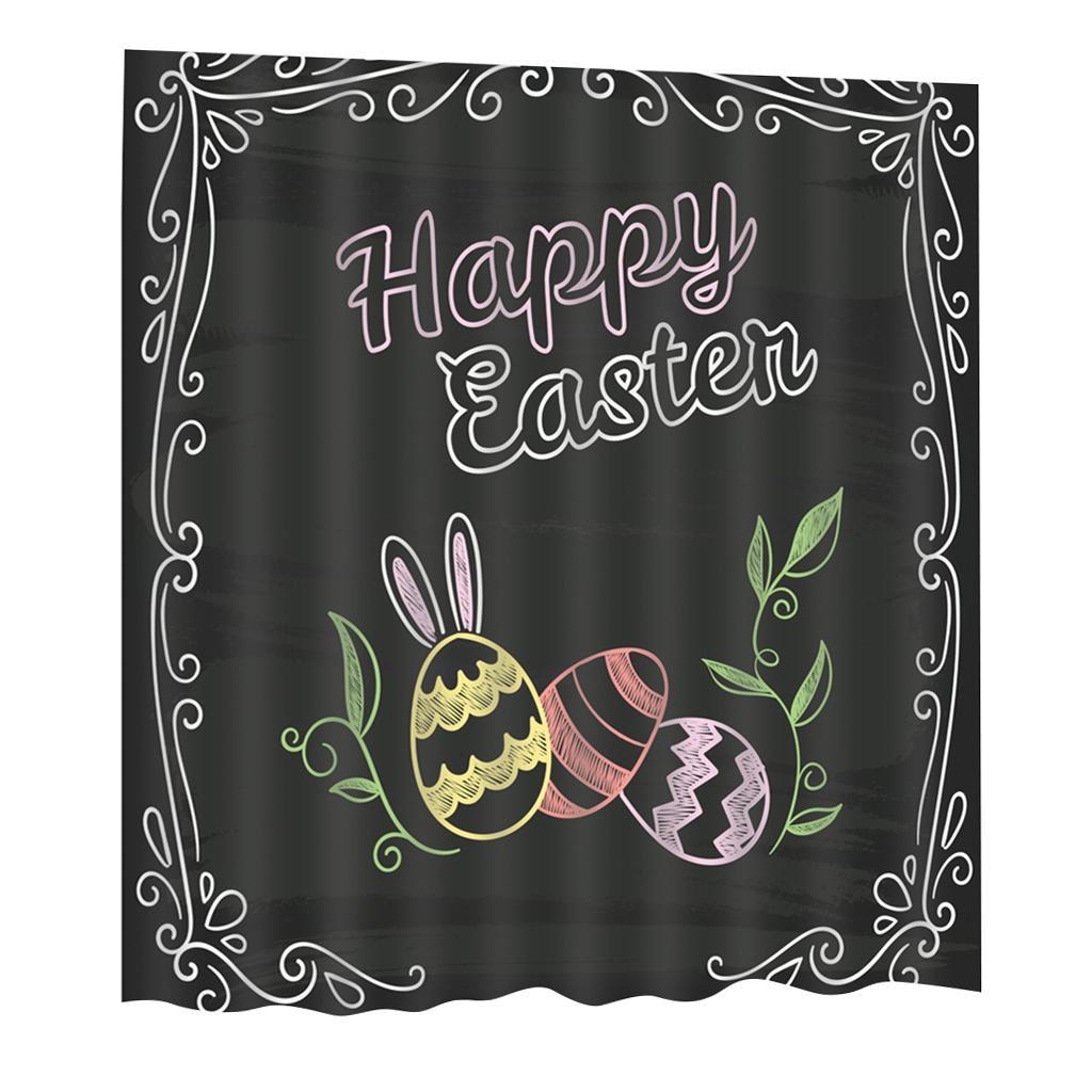 Custom Fashionable Design Happy Easter Waterproof Fabric Polyester Shower Curtain - as picture,