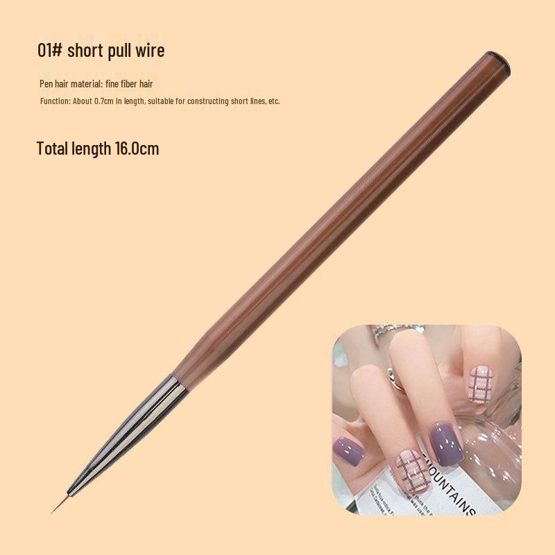 9dílná japonská průsvitná hnědá sada štětců na nail art pro malování linek, ombre a květin