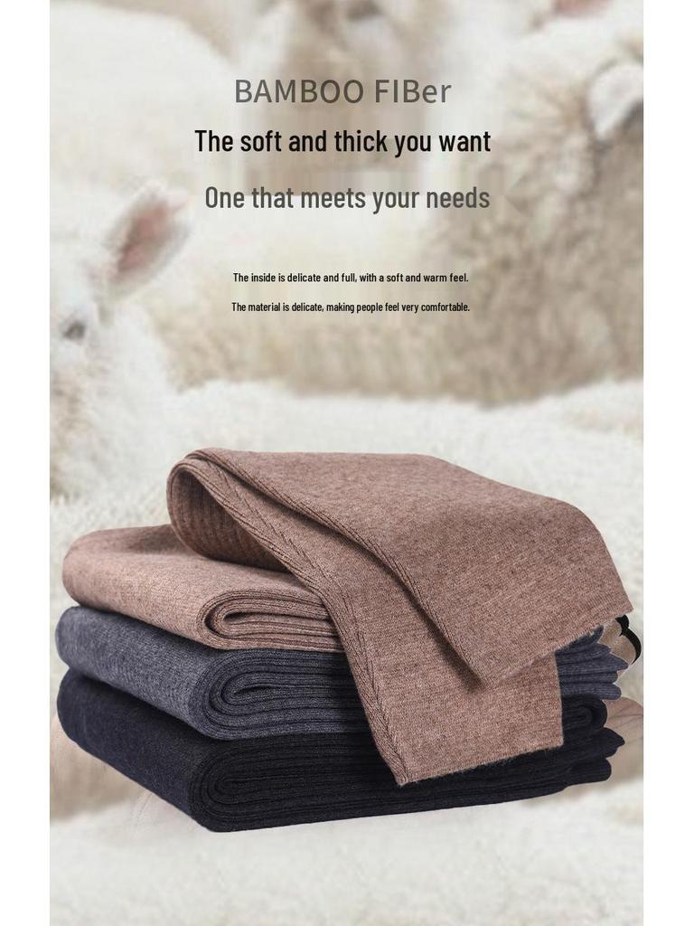 Unisexové vlněné pletené teplé legíny slim-fit