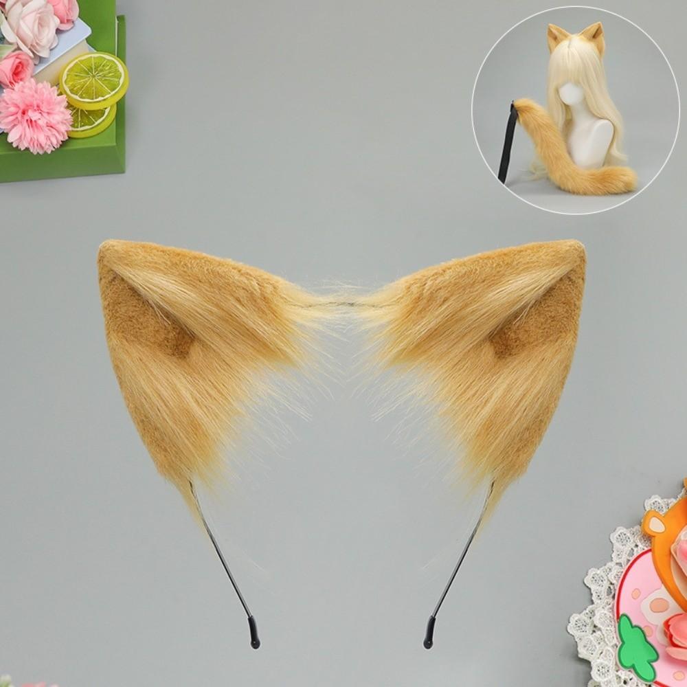 Plüsch-Katzenohren-Haarreif Realistische Tierohren Haarband Neues flauschiges Katzenohren- und Schwanz-Set Haaraccessoires