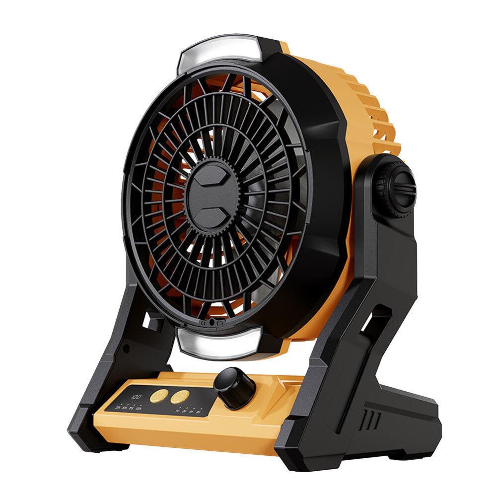 

Campfire Parties LED Lighting Fan Battery Powered Fan 10000mAh Battery Capacity Continuous Speed Control For Camping