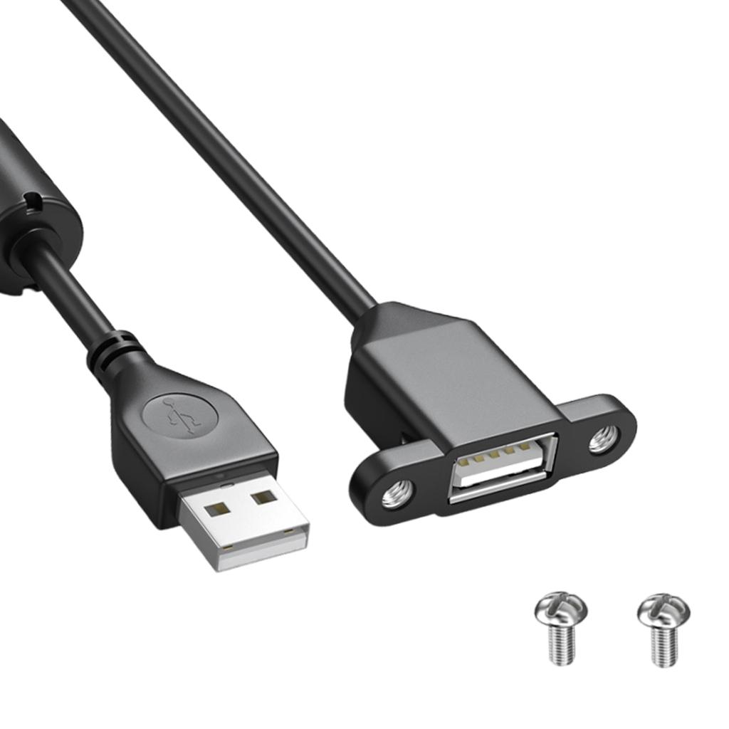 Prodlužovací kabel USB pro nabíjení s USB 2.0 konektorem (samec-samice), montáž do panelu s otvorem pro šroub pro telefony, notebooky, myši