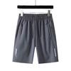 Men Sport Shorts Solid Color Straight Elastic Waist Casual Daily Wear Plus Size Zipper Pockets Retro Thin Knee Length Summer Shorts Men Clothes