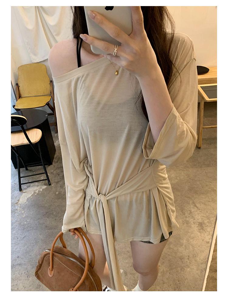 Trendy Women's Tie-up Loose Long Sleeve Sun Protection Shirt