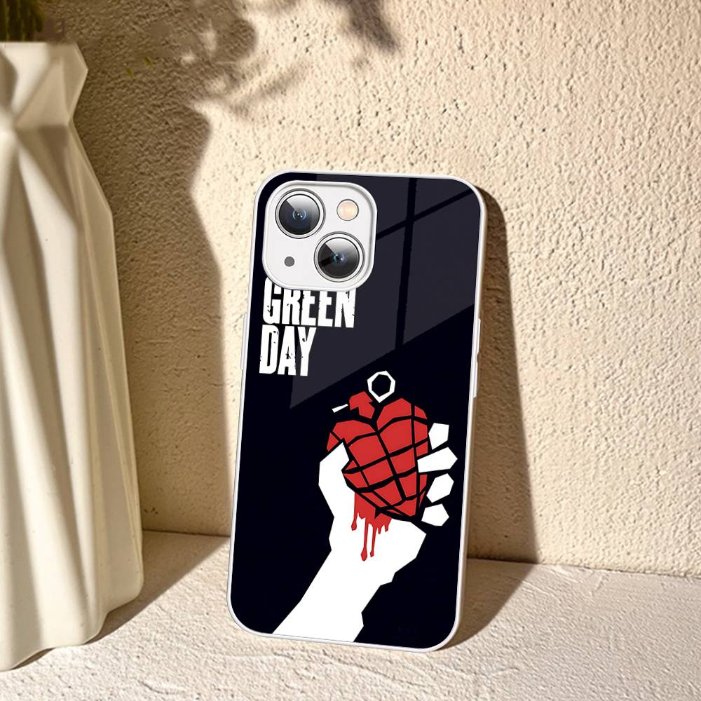 Rock Band G-Green Day For IPhone 14 13 12 Mini 11 Pro XS Max X XR 14 Plus Tempered Glass Cover