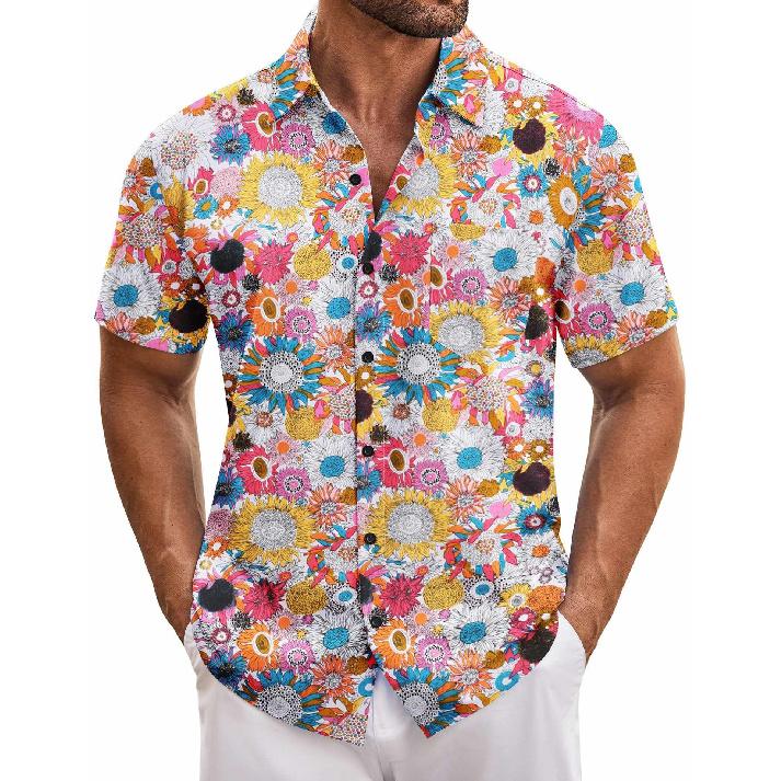 Hawaiian Retro Style Loose Beach Shirt Seaside Vacation All-match Floral Shirt Men's Short Sleeves