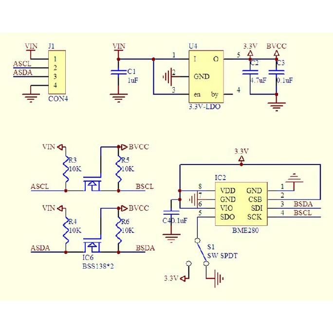 5/10PCS BME280 5V Digital Sensor Temperature Humidity Barometric Pressure Sensor Module I2C SPI 1.8-5V