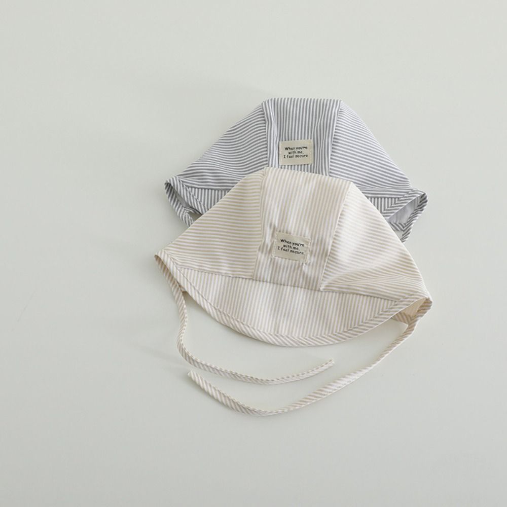 Breathable Soft Baby Fetal Cap Wide Brim Stripe Infant Bonnet Hat UV Protection Cotton Newborn Sun Hat 3-12 Months
