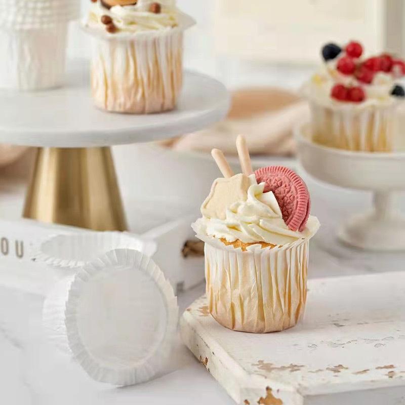50pcs Tulip Paper Cups Cake Cup Oven High Temperature and Oil Resistant Flame Cups Disposable Oil Proof Liner Paper Holder Bread Baking Mold