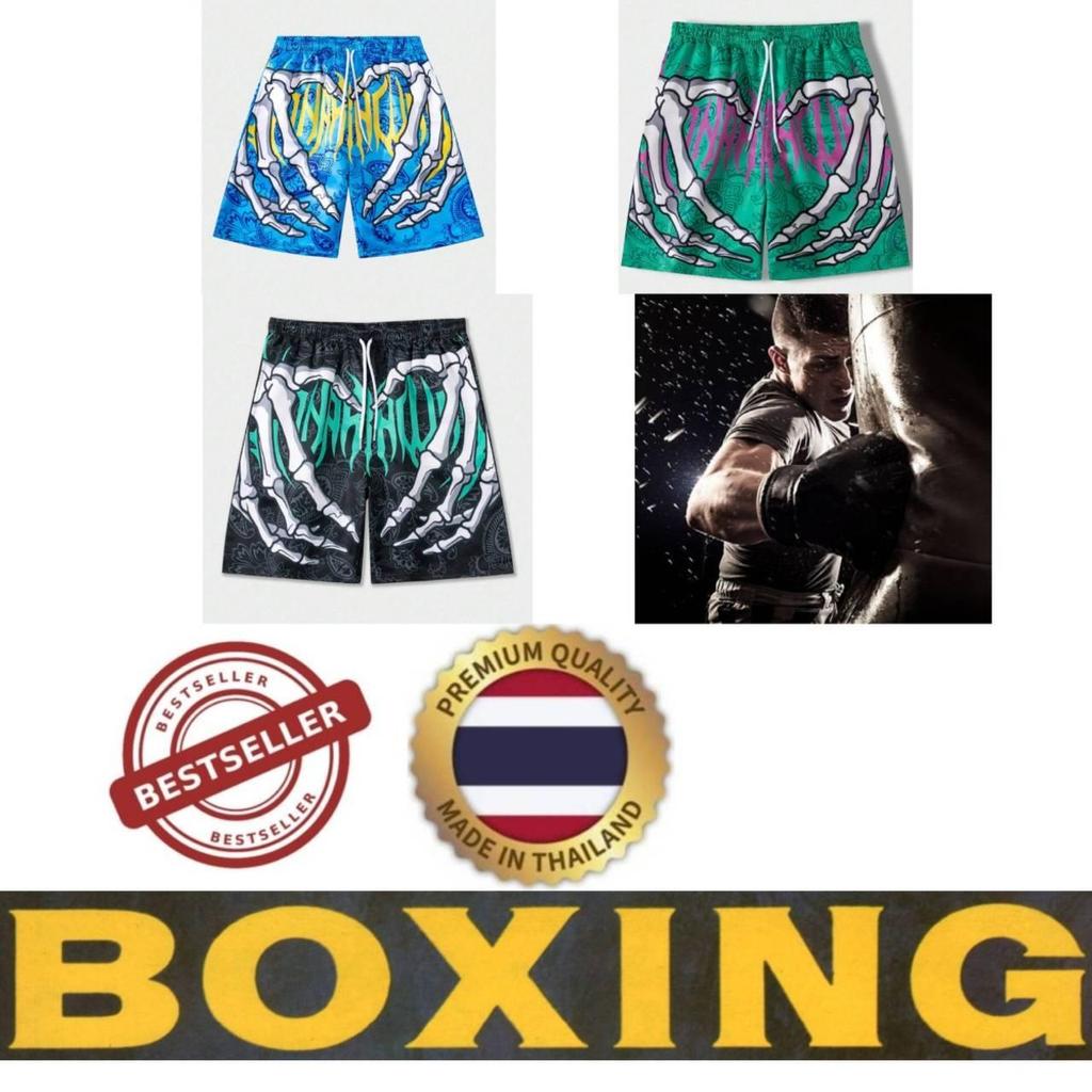 Hand Skeleton Muay Thai Kickboxing Boxing Training Print Shorts Martial Art Boxer Unisex Men Women Kid Pants Fighting Fitness Gym Sport Workout