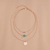 Popular, Geometric Disc Irregular Turquoise Pendant Necklace Ladies Multi-layer Necklace