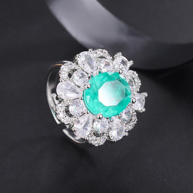 Emerald Banquet Pendant Simulation Paraiba Ring Ladies' Jewelry Set