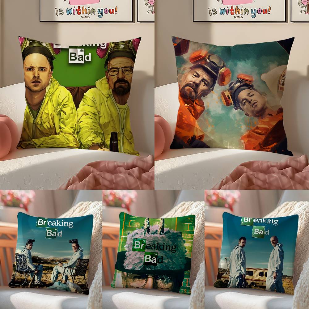 Popular TV Shows Breaking Bad-B Pillow Case Anti-dustmite Pillowcase Invisible Zipper Silky Short Plush Sofa Cushion Cover