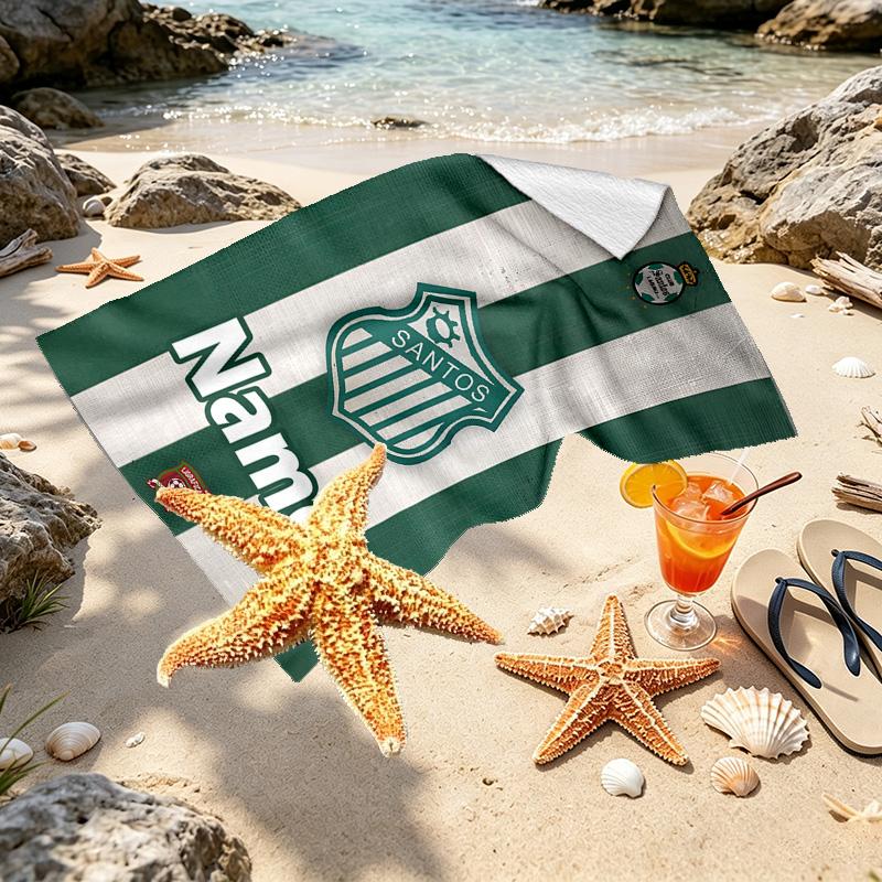 Custom Name Personalized Club Santos Laguna Print Beach Towel, for Trip Camping Beach Party Home Decor, Birthday Gift for Family & Friends