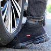 Black Leather Winter Plush Safety Work Boots For Men Waterproof Anti Nail Pressure Labor Shoes Indestructible Steel Toe Footwear