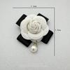 Retro Black Bow Brooches For Women Fabric Camellia Flower Pearl Shirt Collar Pins Corsage Clothing Accessories Jewelry Gifts