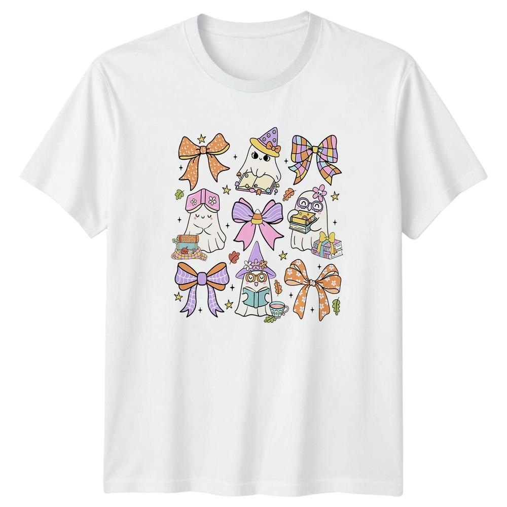 Ghost Books Coquette Unisexs TShirt Halloween Reading Gift For Her S