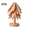 Wooden Trivets for Hot Dishes Tree Shape Trivet Set Special Texture Coaster Hot Pot Holder 4 Triangular Mats + 1 Stand Multifunctional Kitchen Table