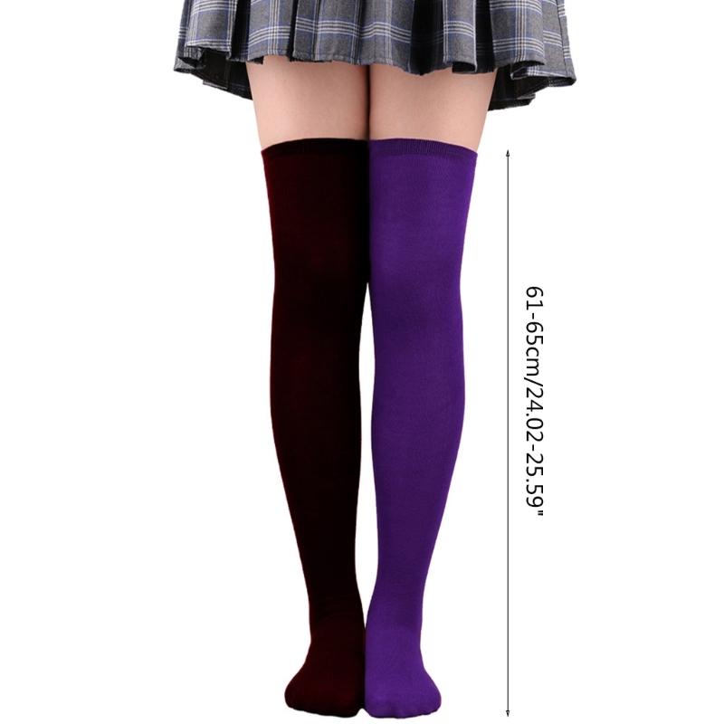 Gestreifte Strümpfe Unterschiedlich farbige Strümpfe Über das Knie Lange Socken Weihnachts-Oberschenkelhohe Strümpfe Lange Beinstrümpfe