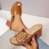 Fashion Women Sandals Chunky Heels Buckle Designer Sandals Women 2025 Summer New Fashion Soft Platform Shoes Ladies Sandalias De Mujer