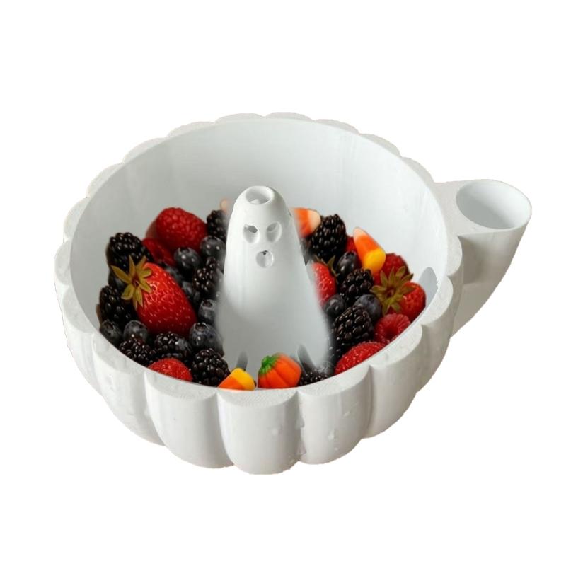Fruit Drain and Serve Bowl, Seasonal Produce Washing Bowl with Center Figure, Fall Table Bowl for Small Fruit, Home Use, and Counter Service