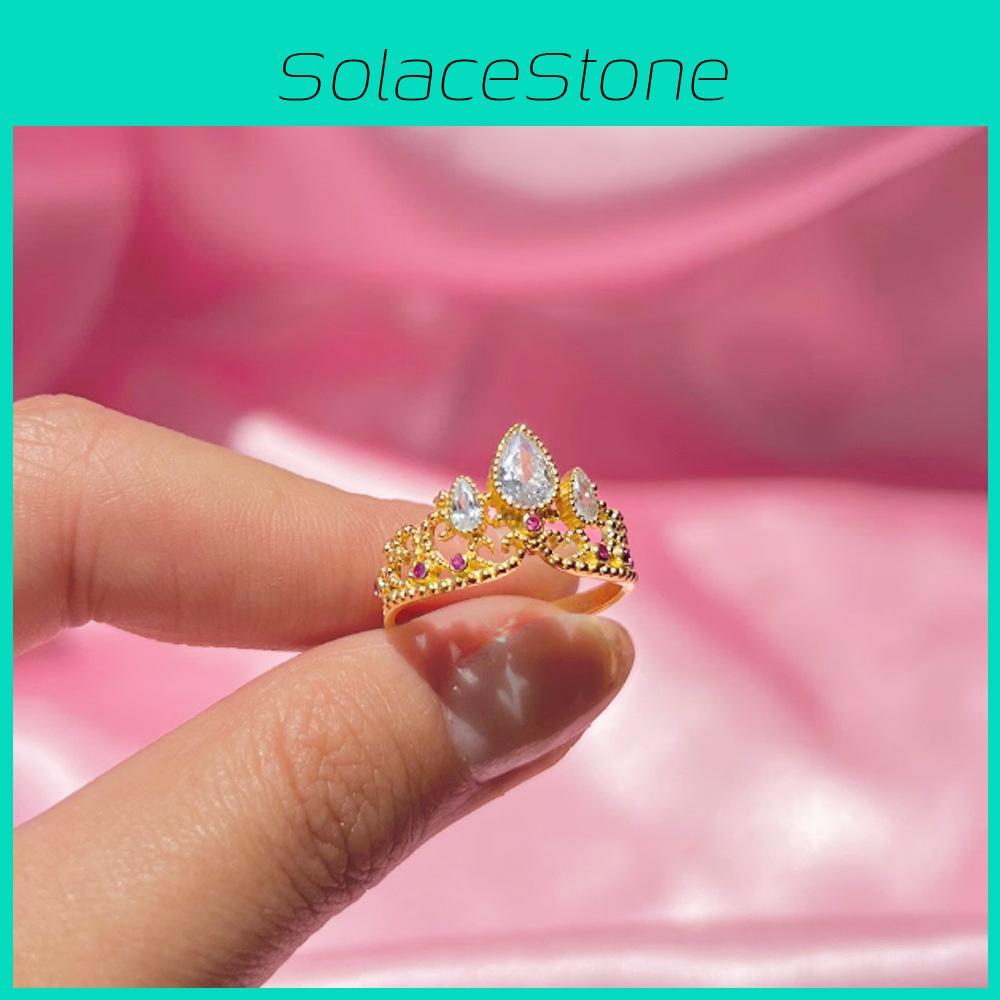 Trendy Crown Ring With Intricate Zirconia Stone Inlay Adjustable And Fashionably Versatile