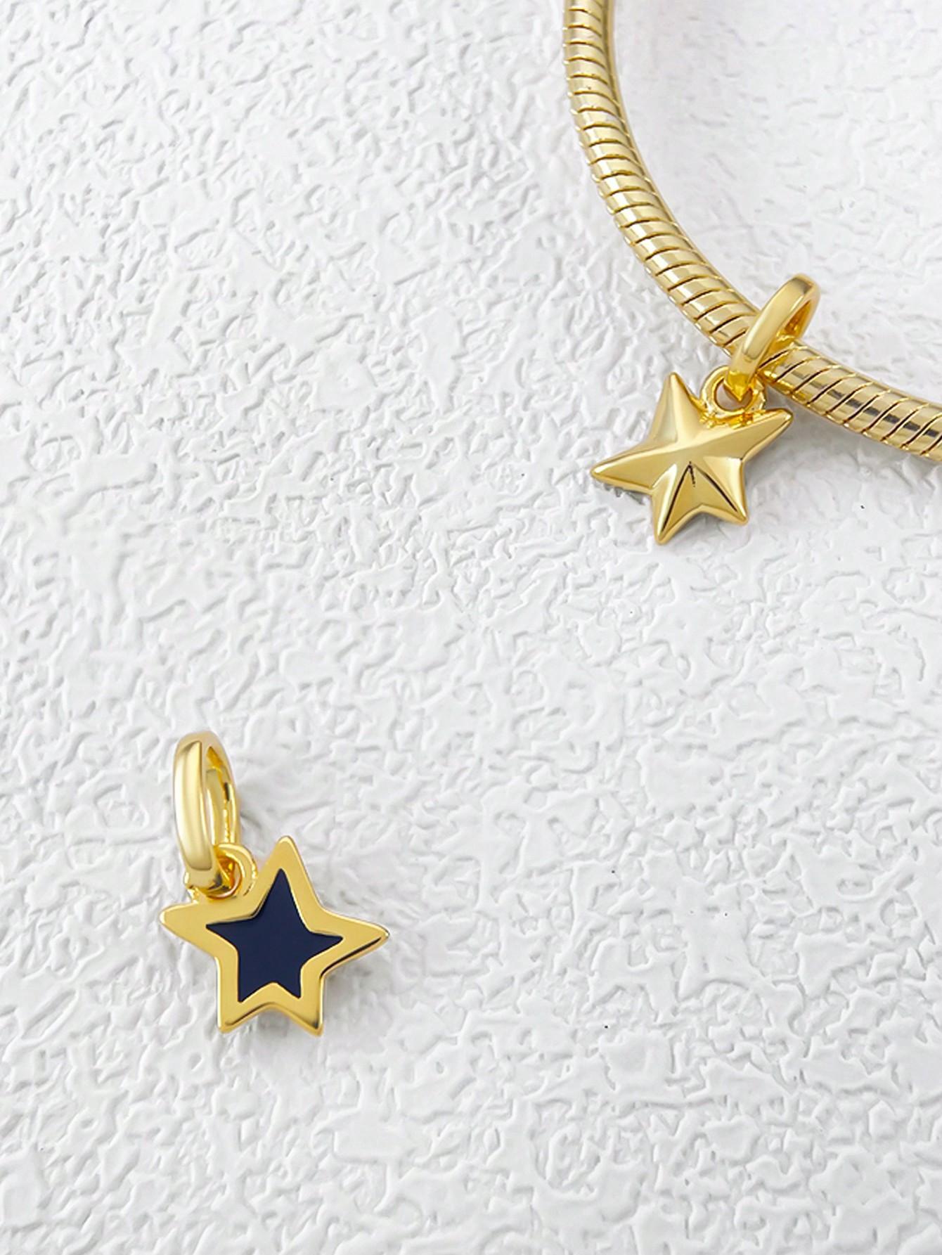 

copper Plated Authentic Charm Bead Charms Golden Star Shape Glowing Monster Heart Bead Charms Compatible With Bracelets Womens Jewellery Gift