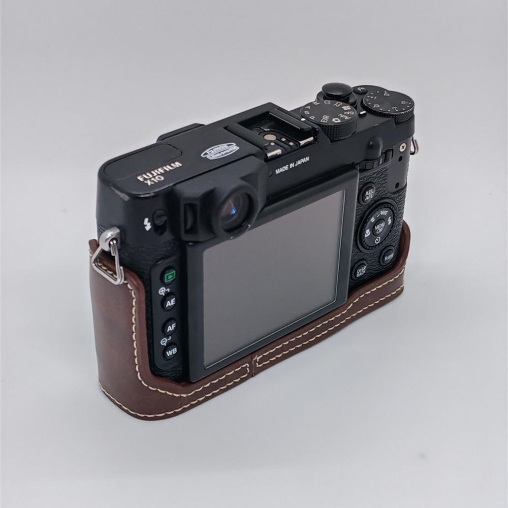 PU Leather Camera Half Case For Fujifilm X10 X20 Fuji X10 X20 Protective Base Bottom Battery Opening Cover